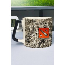 Zipzap Dota 2 Baskılı Seramik Lüks Kupa (1 Adet) Özel Siyah Kulp Dalga Kulp V5D