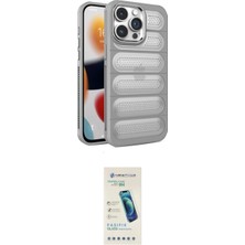 Marsilyan™- iPhone 15 Pro Max Kılıf Yadigar Doku Özel Seri - Şeffaf Pasifik Cam Ekran Koruyucu