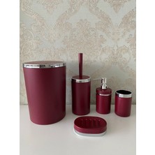 Empressco 5 Parça Mat Kırmızı Gümüş Banyo Seti, Şık ve Kullanışlı Tasarım