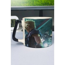 Zipzap Final Fantasy Baskılı Seramik Lüks Kupa (1 Adet) Özel Siyah Kulp Dalga Kulp V5D