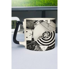 Zipzap Oyasumi Punpun Anime Baskılı Seramik Lüks Kupa (1 Adet) Özel Siyah Kulp Dalga Kulp V4D
