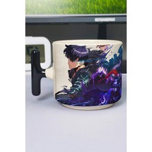 Zipzap Solo Leveling Anime Baskılı Seramik Lüks Kupa (1 Adet) T Şeklinde Özel Siyah Kulp Dalga Kulp V4T