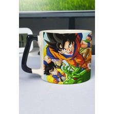 Zipzap Dragon Ball Anime Baskılı Seramik Lüks Kupa (1 Adet) Özel Siyah Kulp Dalga Kulp V1D