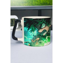 Zipzap My Hero Academia Anime Baskılı Seramik Lüks Kupa (1 Adet) Özel Siyah Kulp Dalga Kulp V3D