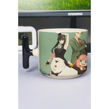 Zipzap Spy × Family Anime Baskılı Seramik Lüks Kupa (1 Adet) T Şeklinde Özel Siyah Kulp Dalga Kulp V3T