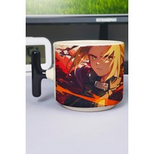 Zipzap Fullmetal Alchemist: Brotherhood Anime Baskılı Seramik Lüks Kupa (1 Adet) T Şeklinde Özel Siyah Kulp Dalga Kulp V2T