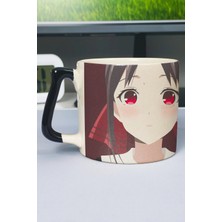 Zipzap Kaguya Sama Anime Baskılı Seramik Lüks Kupa (1 Adet) Özel Siyah Kulp Dalga Kulp V2D