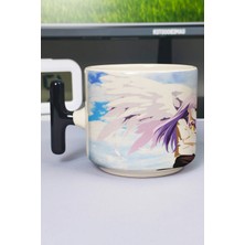 Zipzap Angel Bea Tsss Anime Baskılı Seramik Lüks Kupa (1 Adet) T Şeklinde Özel Siyah Kulp Dalga Kulp V1T
