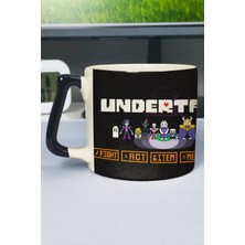 Zipzap Undertale Baskılı Seramik Lüks Kupa (1 Adet) Özel Siyah Kulp Dalga Kulp V1D