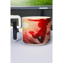 Zipzap Dying Light Baskılı Seramik Lüks Kupa (1 Adet) T Şeklinde Özel Siyah Kulp Dalga Kulp V4T