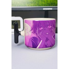 Zipzap Mirai Nikki Anime Baskılı Seramik Lüks Kupa (1 Adet) T Şeklinde Özel Siyah Kulp Dalga Kulp V3T