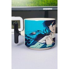 Zipzap Persona 3 Baskılı Seramik Lüks Kupa (1 Adet) T Şeklinde Özel Siyah Kulp Dalga Kulp V4T