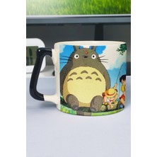 Zipzap Totoro Anime Baskılı Seramik Lüks Kupa (1 Adet) Özel Siyah Kulp Dalga Kulp V2D