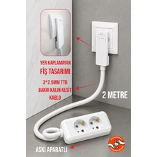 ARYES Kalın Kablolu 2'li Uzatma Kablosu 2 Metre %100 Bakır