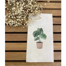 Kraft Peçete Üzerine Monstera Sunum Peçetesi 16'lı
