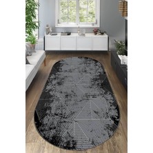 Empressco Yıkanabilir Modern Salon ve Mutfak Halısı, Oval Yolluk, Kaymaz Güvenli