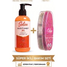 Seliee Fırça + Jel 2'li Ergonomik Doğal At Kılı Kan Dolaşımı Hızlandırıcı Selülit Fırçası - Detoks Etkili Masaj Fırçası + Özel Kutulu