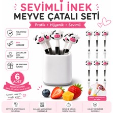 Jojobebek Figürlü Meyve Çatalı Seti 6'lı Paslanmaz Çelik Mini Tatlı Meyve Atıştırmalık Çatalı