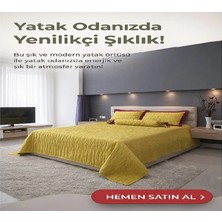 Elif Nazlı Perde Çift Kişilik Saten Yatak Örtüsü-Battal Boy-Gold V06