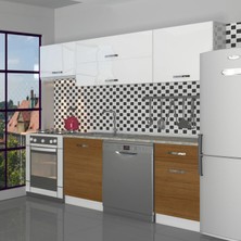 Decoraktiv Elite 220 MDF Hazır Mutfak Dolabı - Tezgah Dahil - Ceviz - Beyaz