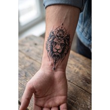 BP Tattoo Geometrik Aslan Başı Temalı Minimalist Geçici Dövme