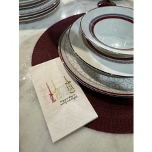 Renkli Şamdan Baskılı Sunum Peçetesi 16'lı