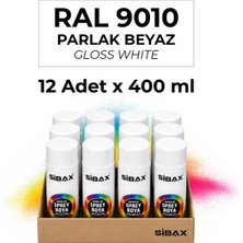Sibax Akrilik Sprey Boya Parlak Beyaz 12’li Paket 400 ml x 12 Adet