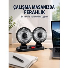 Nemere Ithalat Araç ve Ev Kullanımına Uygun Çift Başlıklı Masaüstü Vantilatör