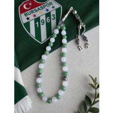 Home Bursaspor Renklerinde Yeşil Florit ve Beyaz Akik Taraftar Tesbihi