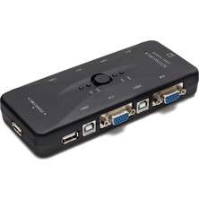 Nemere VGA USB Kvm Swıtch 4 In 1 Out + 4 Port USB Console - Sıyah HD230
