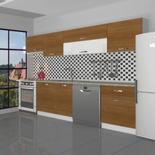 Decoraktiv Elite 280Y MDF Hazır Mutfak Dolabı - Tezgah Dahil - Naturel Ceviz
