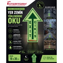 İnterform Fosforlu Yer Ok Işareti Zemin Için Üzeri Koruyucu Laminasyonlu Yön Etiketi 30 x 18 cm