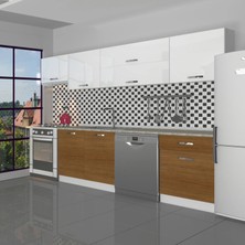 Decoraktiv Elite 280Y MDF Hazır Mutfak Dolabı Ceviz - Beyaz Modern Tasarım Geniş Depolama