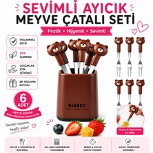 Jojobebek Figürlü Meyve Çatalı Seti 6'lı Paslanmaz Çelik Mini Tatlı Meyve Atıştırmalık Çatalı