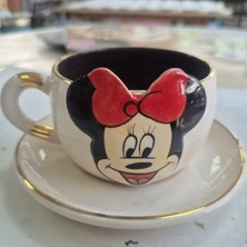 BSK Ceramics Handmade Minnie Mouse Çay Fincanı Siyah