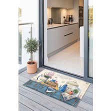Uygur Home Vintage Mutfak Desenli Dekoratif Balkon Paspası - Retro Sweet Home Temalı Çok Amaçlı Paspas (43X70 Cm)