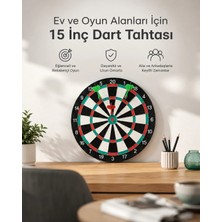 Astraltech 15 Inç Büyük Boy Dart Tahtası Ev Oyun Seti 4 Adet Metal Uç Oklu