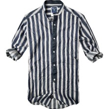 Alaska The Last Frontier Slim Fit %100 Pamuk Kumaş Hakim Yaka Uzun Kol Gömlek--lacivertçizgi-