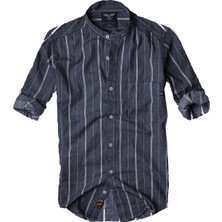 Alaska The Last Frontier Slim Fit %100 Pamuk Kumaş Hakim Yaka Uzun Kol Gömlek--koyulaci Çizgili--