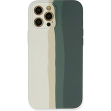 Muratech Newface Iphone 12 Pro Kılıf Ebruli Lansman Silikon - Beyaz-Gri