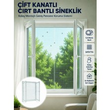 Nemere Çift Kanatlı Cırt Bantlı Pencere Sinekliği Kolay Montajlı Beyaz File