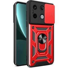 Muratech Newface Xiaomi Redmi Note 13 Pro 4g Pars Lens Yüzüklü Silikon - Kırmızı
