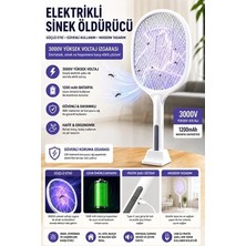 Hace Bazaar Şarjlı Sinek Öldürücü Sivrisinek Raketi Elektrikli Karasinek Haşere Kovucu Mor Işıklı Sine