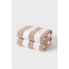 Xjim 2'li %100 Pamuk Büyük Boy Yumuşak Hızlı Kuruyan Çizgili Plaj Deniz Banyo Havlusu Unisex 75X150