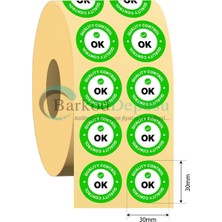 Snow 30MM Ok Kalite Kontrol Etiketi – 1000 Adet Rulo x 2 Rulo – Güçlü Yapışkanlı Kuşe Quality Control Sticker