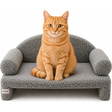 Reyo Pet Peluş Kedi Koltuğu, Kedi Kanepesi, Kedi Yatağı, Evcil Hayvan Dinlenme Koltuğu, Rahat Kedi Sofa Yatağı, 45x33x25 cm Açık Gri