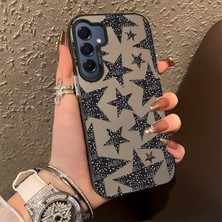 Powerfox Samsung Galaxy A16 Uyumlu Silikon Kenar Sert Arka Anti Düşme Kılıfı Yıldız Desenleri MK01A