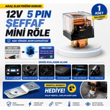 Duolight 12V 40A 5 Pin Şeffaf Mini Röle Oto Rölesi Ek Far LED Bar Korna Sis Farı Universal Tekli