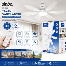Larimar 3 LED Aydınlatmalı - Sessiz Çalışma 6 Kanat - Kumanda Tavan Vantilatör SF-7708 (5177)