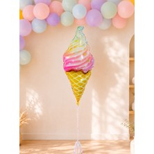 Parti Adresi Gökkuşağı Renkli Dondurma Folyo Balon Parti Balonu 47INC 119 cm